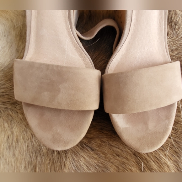 Alex+Alex Taupe Grey Suede Cork Wedge Sandals with Ankle Wrap Tie size 9 - Picture 10 of 16